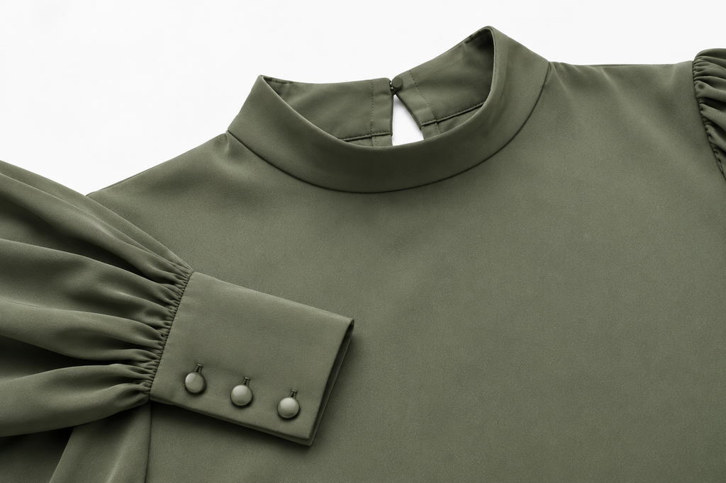 Ensemble Élégant 2 Pièces – Col Assorti avec la Jupe Plissée