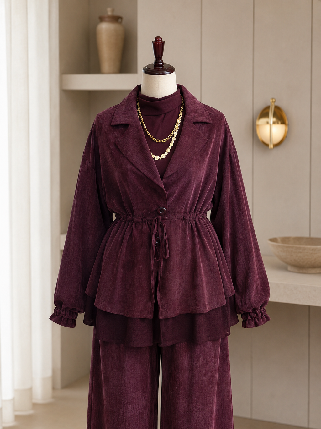Ensemble Prestige 2 Pièces – Veste ajustable à Taille  & Pantalon Large