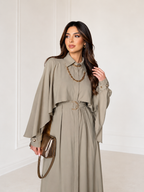 Robe Elégante– Coupe Exclusive Effet Cape & Ceinture Intégrée