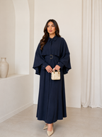Robe Elégante– Coupe Exclusive Effet Cape & Ceinture Intégrée