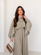 Robe Elégante– Coupe Exclusive Effet Cape & Ceinture Intégrée