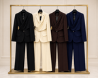 Ensemble 2 Pièces Femme – Blazer Drapé de luxe à Manches Longues et Pantalon Large Élégant