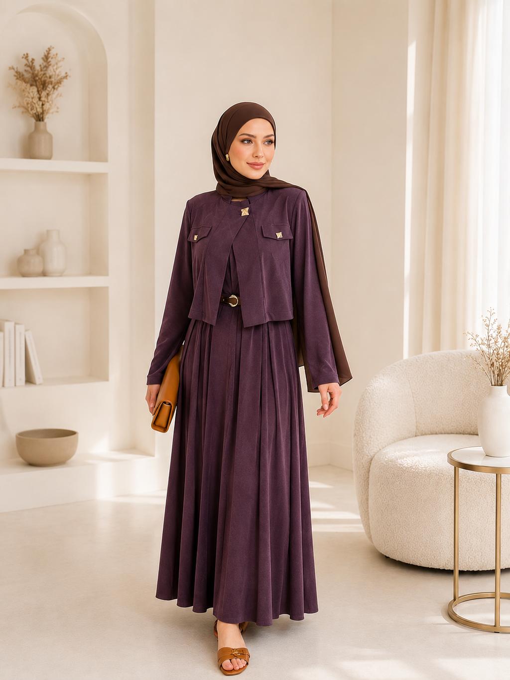 Ensemble Élégance Royale 2 Pièces – Veste Courte Structurée & Robe Longue Fluide