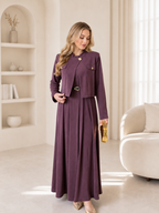 Ensemble Élégance Royale 2 Pièces – Veste Courte Structurée & Robe Longue Fluide