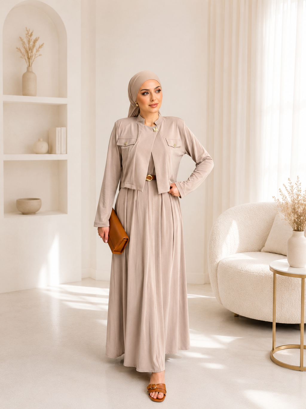 Ensemble Élégance Royale 2 Pièces – Veste Courte Structurée & Robe Longue Fluide