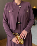 Ensemble Élégance Royale 2 Pièces – Veste Courte Structurée & Robe Longue Fluide