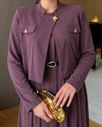 Ensemble Élégance Royale 2 Pièces – Veste Courte Structurée & Robe Longue Fluide